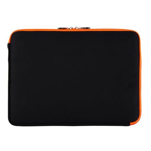 Neoprene 13.3 inch Laptop Sleeves, Slim Computer Bag for 13 in Notebooks, Tablets, Protective Cover for Men and Women - color: Black / Orange