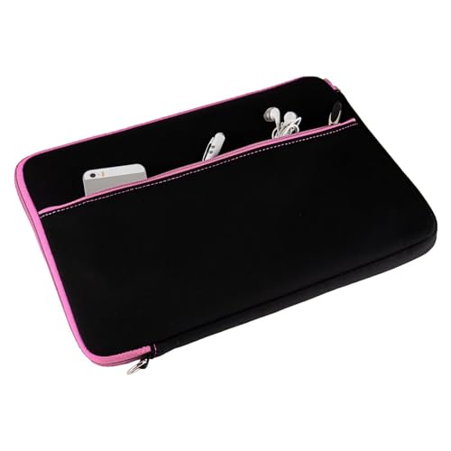 Neoprene 13.3 inch Laptop Sleeves, Slim Computer Bag for 13 in Notebooks, Tablets, Protective Cover for Men and Women - color: Black / Soft Pink