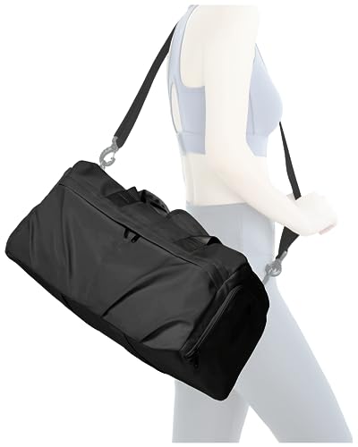 Gym Bag for Women Men with Shoe Compartment, Sport Duffel Bag, Waterproof Travel Weekender Overnight Carry on Bag for Yoga with Trolley Sleeve, Black - color: A-Black