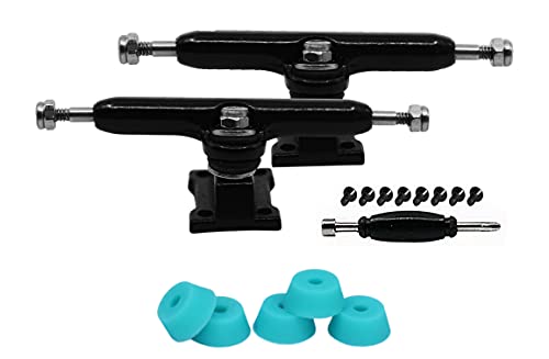 34mm Prodigy Gen2 Pro Fingerboard Trucks - Pro Style Base and Hanger with Custom Pivot Tuning and Pro Duro Bubble Bushings - Black Colorway - color: Black, size: 34mm