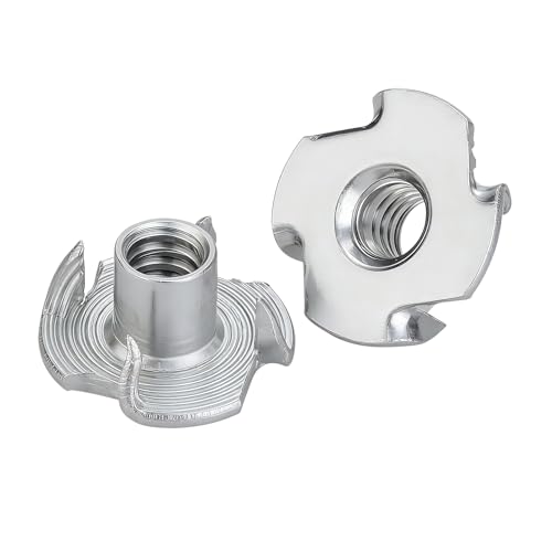 1/4"-20 T-Nuts 304 Stainless Steel, 4-Pronged Tee Nut 3/8" Barrel Length, T-Nut Wood Insert for Wood, Rock Climbing Holds, Furniture, Cabinetry, 50 PCS - color: SUS304 Stainless Steel
