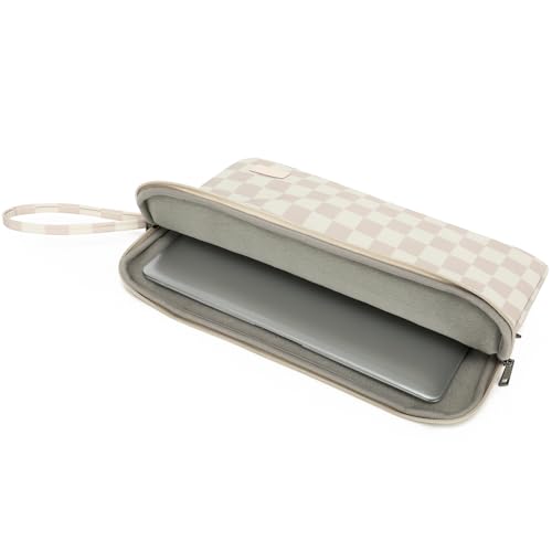 Khaki Checkered Pattern 13 inch Canvas Laptop Sleeve with Pocket 13 inch 13.3 inch Laptop 13 case13 Sleeve - color: Khaki Checkered, size: 12.5 inch-13.3 inch