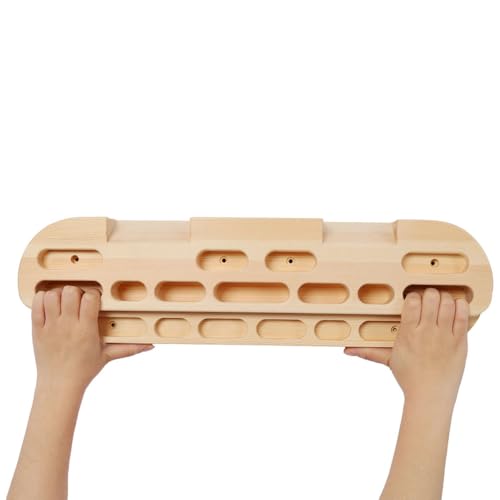 Wooden Rock Climbing Hangboard – Fingerboard Climbing Training Tool with Ergonomic Holds, Natural Wood Grip Strength Trainer for Beginners to Advanced Climbers, 21.5" Pull-Up Board with Mounting Kit