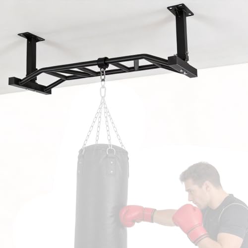 Generic 47 Inch Ceiling Mounted Pull Up Bar Adjustable Height&Supports to 600 Lbs Heavy Duty Multi-Grip Chin Up Bar for Home Gym and Strength Training
