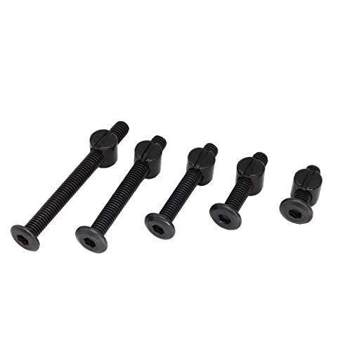 50pcs Crib Hardware Screws, M6 x 20mm/ 30mm/ 40mm/ 50mm/ 60mm Black Hex Socket Cap Bolts Barrel Nuts Assortment Kit for Cot Crib Bed Chairs - size: M6 x 20/30/40/50/60mm (50 pcs)