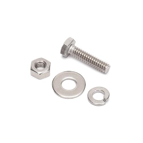 1/4-20x1 Complete Set Hex Head Screw Bolts,Nuts,Fender Flat washers,Split Lock Washers,Fully Threaded, Stainless Steel 18-8（304）, Bright Finish (10Set) (Pack of 2) - size: One Size (Pack of 2)