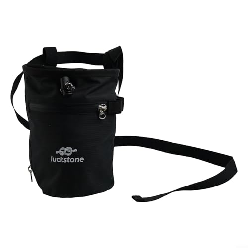 Climbing Chalk Bag, Anti-Leak Drawstring, 420D Oxford with Phone Pocket, for Rock Climbing Gym Weightlifting Bouldering(Black) - size: Black
