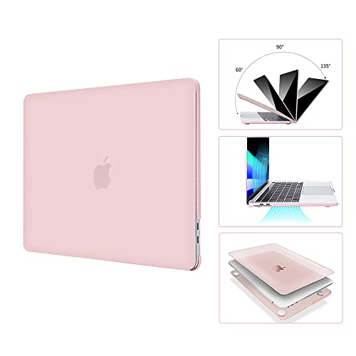 EooCoo for MacBook Air 13.3 inch Case with Keyboard and Screen Protector | Ultra Thin and Transparent, Hard Case Compatible with MacBook Air 13.3 inch M1 Chip 2021-2018 with Retina Display - color: Matte Pink