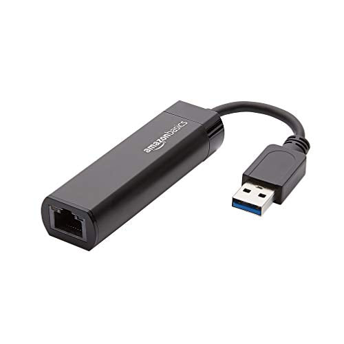 Amazon Basics USB 3.0 to 10/100/1000 Gigabit Ethernet Internet Adapter, Compatible with Windows and macOS, Black - size: 1-Pack