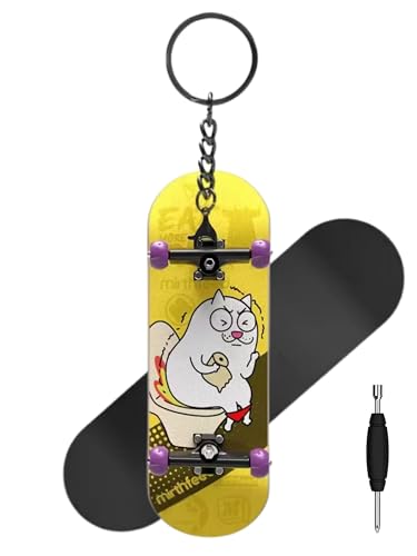 32mm Pro Fingerboard Complete Set | Bearing Wheels | 5 Ply Maple Deck | Anti Skid Grip Tape | Complimentary Tool | Concave Shape - color: Mini Finger Skateboard G : Smelly Cat