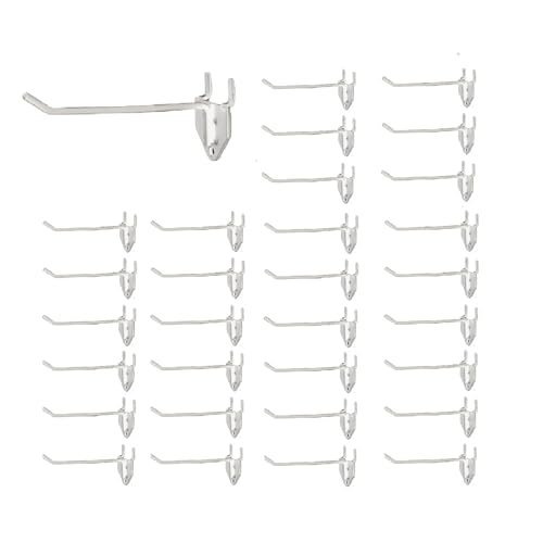 NectaCol 30 Packs 6" Long Metal Pegboard Hooks, Standard Pegboard Panel Hooks is Fit to Peg Board Panels and Pegboard Display Stand, White - size: 6 Inch