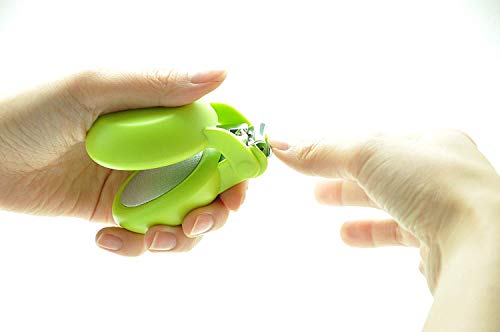 HARAC Special Needs Nail Clippers for Arthritic Hands, Senior and Kids, Adapted Nail Clipper for Fingernail and Thick Toenail, Made in Japan (Green) - color: Green