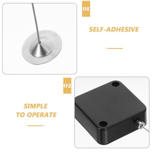 3pcs Retractable Anti Theft Cable Lock Security Pull Box with Steel Wire 1m Length and Locking End Cap for Laptop Tablet Phone Safety