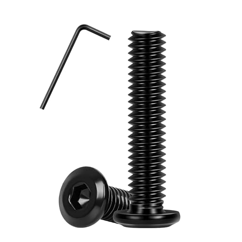 Matuja 1/4-20 x 2 Flat Head Hex Socket Bolts Screws,304 Stainless Steel,Black Oxide Finish,Fully Threaded Bright Furniture with Hex Key(20 Pcs) - size: 1/4-20 x 2"