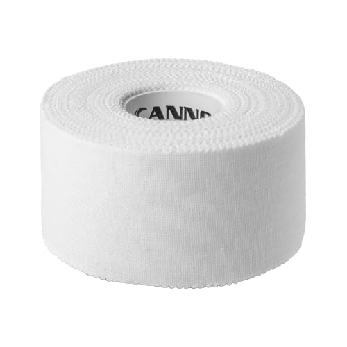 Cannon Sports Premium Athletic Tape - 1.5” x 45 Feet Per Roll - Easy Tear, No Sticky Residue, Very Strong, Hypoallergenic and Latex Free - Ideal for Sprains, Strains, First Aid - Pack of 3 (White) - color: White