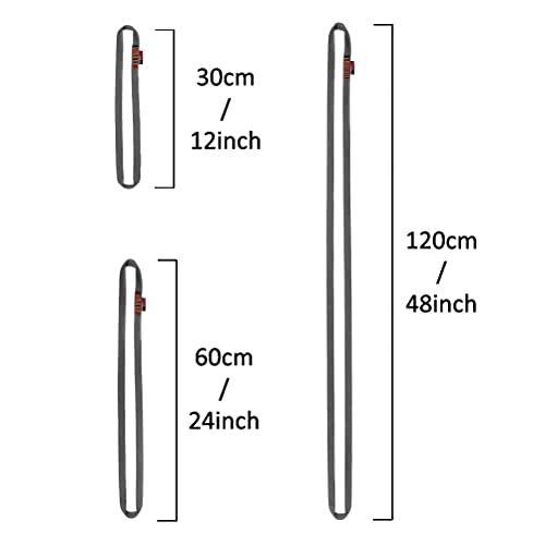 GM CLIMBING 16mm Nylon Sling Runner 22kN / 4950lbf CE UIAA Certified - color: Gray, size: 30cm / 12inch | Single Unit