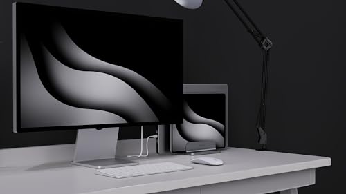 Dual Aluminum Vertical Laptop Stand Organizer, Sturdy Notebook Computer Holder Stand Compatible with New Liquid Retina XDR Apple MacBook Air/Pro/Neo, Mac mini, Apple TV & iPad Pro - Spacegray - color: SpaceGrey
