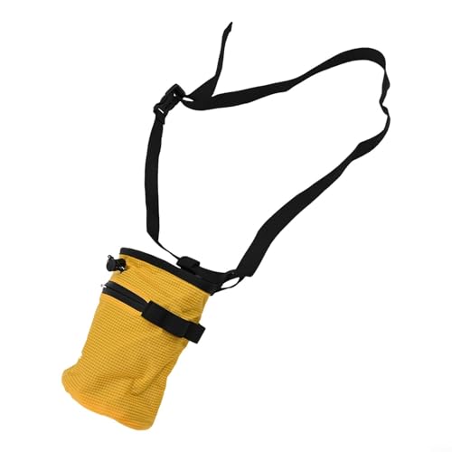 FABULETTA Climbing Chalk Bag for Rock Climbing, Gymnastics Chalk Pouch with Belt, No Leak Design, Storage Pockets, Adjustable Waist Strap for Bouldering and(Yellow) - size: Yellow