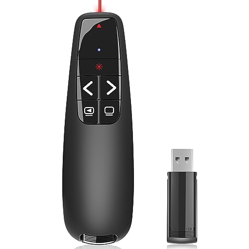 Presentation Clicker for PowerPoint, Wireless Presenter Remote with Laser | Ergonomic PowerPoint Remote Clicker with Red Laser Pointer for Computer Laptop/Windows/Mac/PPT/Google Slides Advancer - style: 1 Unit