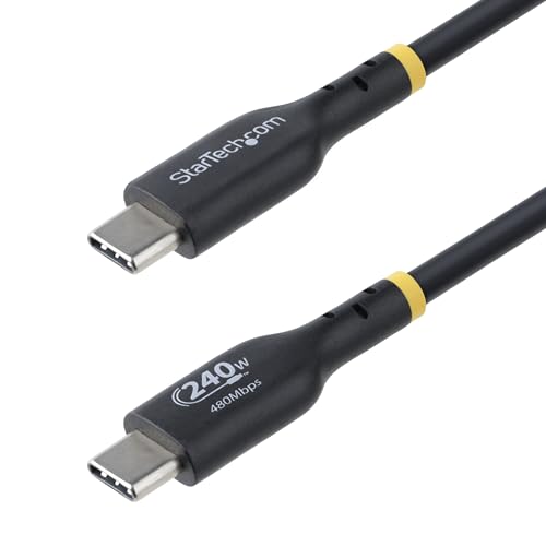 StarTech 6ft (1.8m) USB-C Charging Cable, Charge & Sync, 240W (5A) PD EPR, Laptop Charger Cable, USB-IF Certified - size: 6 ft