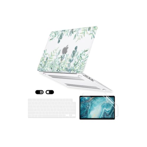 Case for MacBook Pro 14-inch Laptop M5 M4 M3 M2 M1 A3427 A3426 A3434 A3112 A3185 A3401 A2918 A2992 A2779 A2442 2026-2021 Release, Hard Shell&Keyboard Cover&Screen Protector&Webcam Cover, Green Plants - color: Green Clear