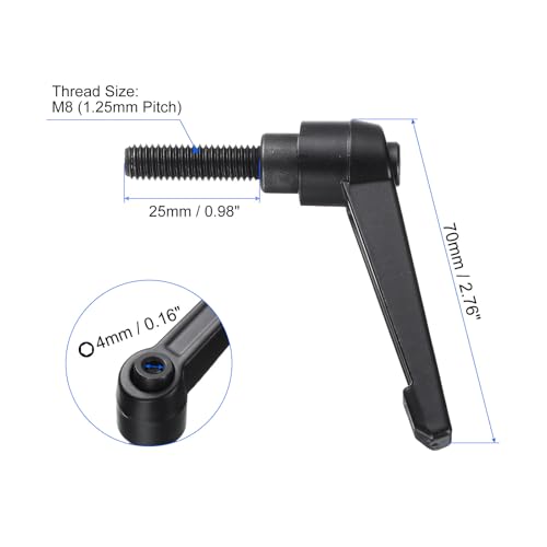 uxcell 4pcs Clamping Lever Handles, M8 x 25mm Black Oxide Carbon Steel Threaded Male Stud, Adjustable Handles Locking Quick Release Ratchet Push Button Bolt Knobs, Black - size: M8 x 25mm