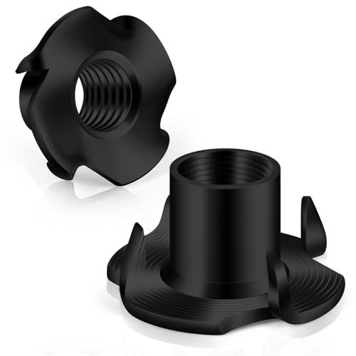 5/16"-18 T-Nuts Black Zinc Plated Steel, 4-Pronged Tee Nut for Wood, Rock Climbing Holds, Furniture, 50 PCS - color: Black Carbon Steel, size: 5/16"-18