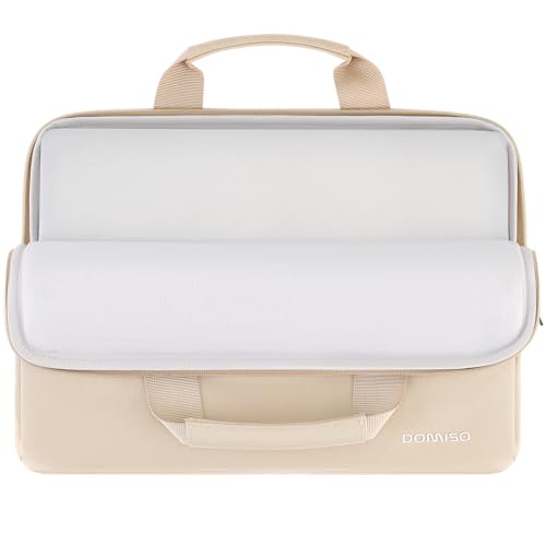DOMISO 15.6 inch Laptop Case Sleeve Protective Cover Compatible with 16 inch MacBook Pro M4 M3 M2/Pro Max,15.6-16 inch HP Dell ASUS Lenovo Chromebook,Waterproof Computer Cases Bag with Handle,Beige - color: Beige, size: 15.6 inch