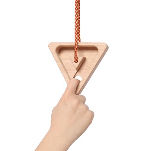 2Pcs Triangle Climbing Hangboard with Rope, Training Finger Grip, Fingerboard Rock Climbing for Outdoor Home - color: Brown-A