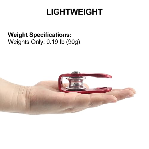 NewDoar Fixed Plate Micro Pulley,28KN CE Certified General Purpose Small Aluminum Rope Pulleys for Climbing/Aloft Work/Rappelling/Rescue Etc - color: One Unit (28KN Pulley Red)