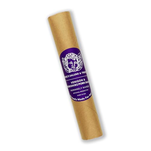Angel's Salumi Venison & Berkshire Pork Salami - 5.5 oz Gourmet Artisanal Charcuterie - Humanely Raised, Vegetarian Fed, No Antibiotics, Hormones