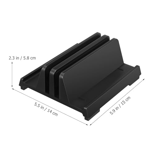 Zerodeko Adjustable Vertical Laptop Stand Dual Slot Desktop Organizer Black Space-Saving Laptop Holder for Office Workspace
