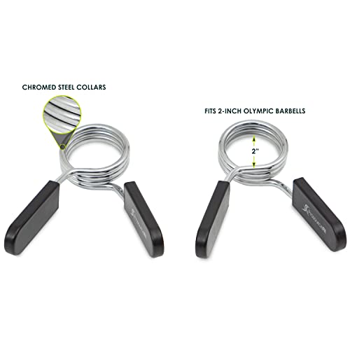 ProsourceFit Olympic Barbell Spring Clip Collar 2-inch Pair with Easy-Grip Handles for Weightlifting,Powerlifting and Strength Training