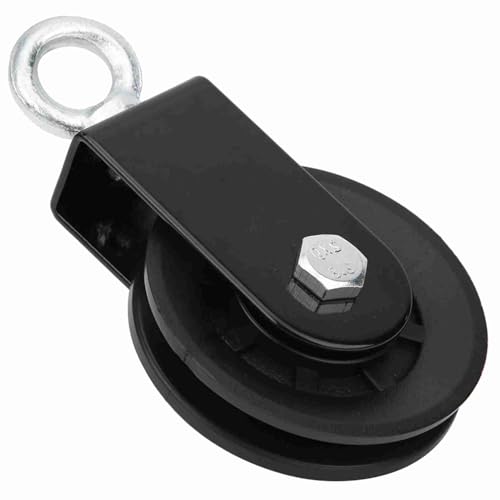 Premium Fitness Pulley System Heavy Duty Mute Hanging Wheel with Ball Bearings for Home Gym Strength Training DIY Workout Equipment PP Iron Plate Construction 155x88mm 385g