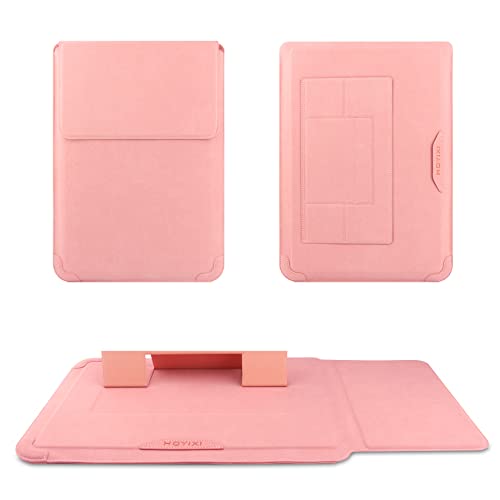 HoYiXi 14 Inch Laptop Sleeve Case Leather Bag with Stand Compatible with Mac Book Pro 14 2021/ASUS Vivobook 14/HP Pavilion X360/IdeaPad 14/Dell HP ASUS Acer Huawei Matebook 14'' PC, Pink - color: Pink, size: 13.5-14 in