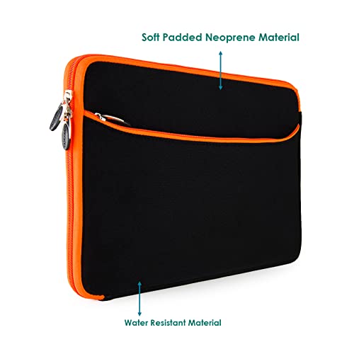 13 Inch Laptop Carrying Sleeve Neoprene Water Resistant Bag with Accessories Pocket-Compatible with AirBook 13 (Orange) - color: Black/Orange