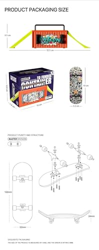 Lently Wood Fingerboards+Truck Set, 100mmL*30mm Mini Fingerboards and Multifunctional deformable Container (Monster) - color: Monster