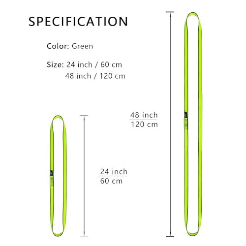 18MM Nylon Climbing Sling Runner 23KN CE2008/EN566 Rock Climbing Webbing Straps for Outdoor Climbing, Rappelling, Swing, Yoga Hammock etc - color: Green|60cm/24inch|3PCS