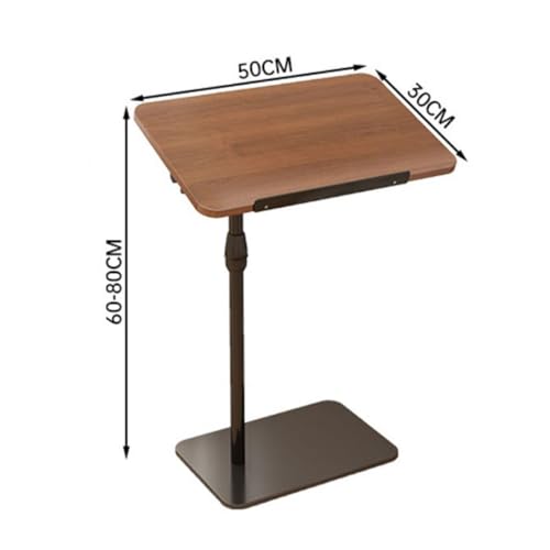Overbed Bedside Table with Wheels, Height Adjustable Side Table 60-80cm Height Tilting Desktop C Shape Sofa Side Table Hospital Bed End Table Laptop Table for Home and Hospital Use A - color: A