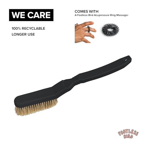 Rock Climbing & Bouldering Brush, Ergonomic, High Density Wild Boar's Thick Hair Bristles, 100% Recyclable, Strong Outdoor & Indoor Free Spiky Ring, Black - color: Black