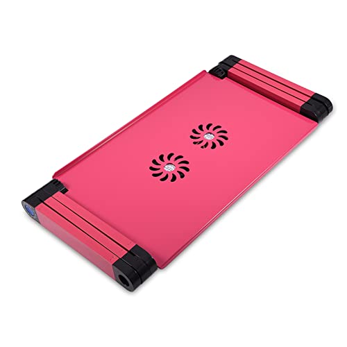 Laptop Stand with Fan, Laptop Stand with W Cooling Fan Mouse BOAD 360° Adjustable Foldable Laptop Desk Table Stand Holder Laptop Cooling Stand for Home, Office, Bed Sofa, Couch - color: Rose Red
