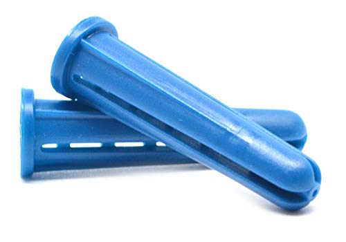 ASMC Industrial #14-16 x 1 1/2" Conical Plastic Anchors - Heavy Duty Wall Anchors for Drywall & Furnitures, Hollow Wall Fasteners, Self Drilling Mounting Screws, Toggle Fasteners - Blue, Pack of 100