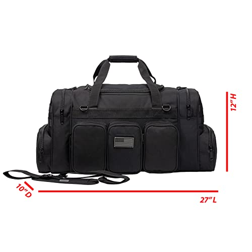K-Cliffs Heavy Duty Tactical Range Duffel Quality Gear Travel Sports Gym Equipment Bag Military Molle Lockable Zippers with US Flag Patch 27 Inch Black - size: 27 Inch Black