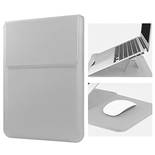 HoYiXi 14 Inch Laptop Sleeve Case Leather Bag with Stand Compatible with Mac Book Pro 14 2021/ASUS Vivobook 14/HP Pavilion X360/IdeaPad 14/Dell HP ASUS Acer Huawei Matebook 14'' PC, Silver - color: Silver, size: 13.5-14 in