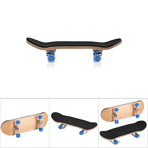 Milltrip Wooden Finger Skateboards, 1Pc Maple Wooden Alloy Fingerboard Finger Skateboards with Box Reduce Pressure Gifts (Dark Blue) - color: Dark Blue