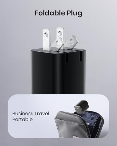 30W Compact Wall Charger, USB C Charger Block with GaN III Tech, PD3.0 PPS QC4.0 Fast Charging Foldable Power Adapter for iPhone 17 16 15, Galaxy, Pixel, iPad, AirPods(Black with Cable, 2 Pack) - color: Black, size: 2 Pack+Cables