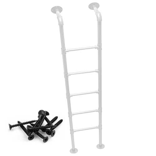 Wall Mounted Metal Step Ladder for Home Loft, White Wrought Iron Basement Window Well Egress Ladder Strong Bunk Bed Climbing Ladders with Kit, 100-300cm(134cm/53in) - size: 134cm/53in