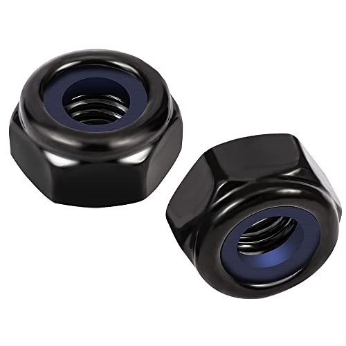 1/4-20 Nylon Insert Hex Lock Nuts Locknuts, 304 Stainless Steel 18-8, Black Oxide, 25 PCS - color: Black, size: 1/4-20
