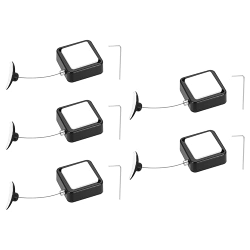 PATIKIL Retractable Remote Control Cable Tether (4.9ft / 1.5M, Black)(5 Set) Square Remote Control Security Lanyard Lock Adjustable Locking Leash with Plastic Cap, Suit for - TV/Tablets - color: Black, size: 4.9ft