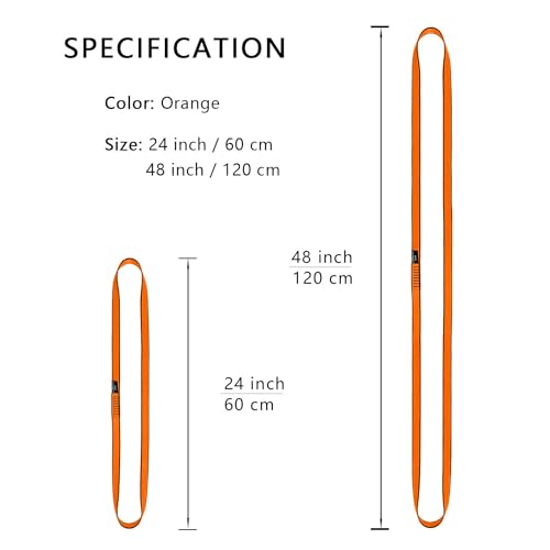 18MM Nylon Climbing Sling Runner 23KN CE2008/EN566 Rock Climbing Webbing Straps for Outdoor Climbing, Rappelling, Swing, Yoga Hammock etc - color: Orange|60cm/24inch|3PCS